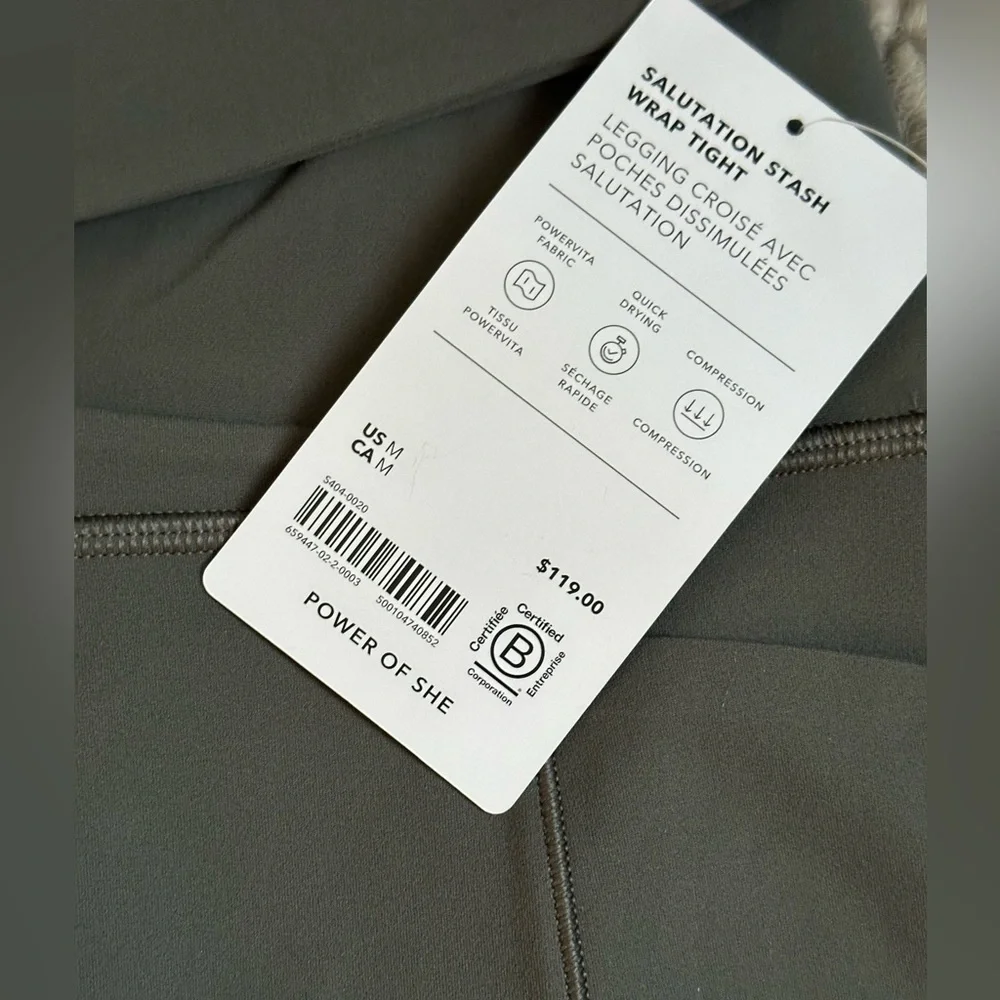 NWT Athleta Salutation Stash Wrap Tight - Sage - Never Worn - Picture 6 of 7